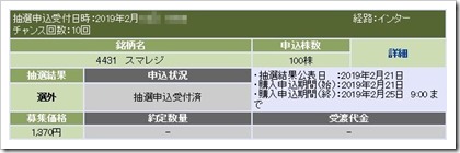 スマレジ（4431）IPO選外（落選）