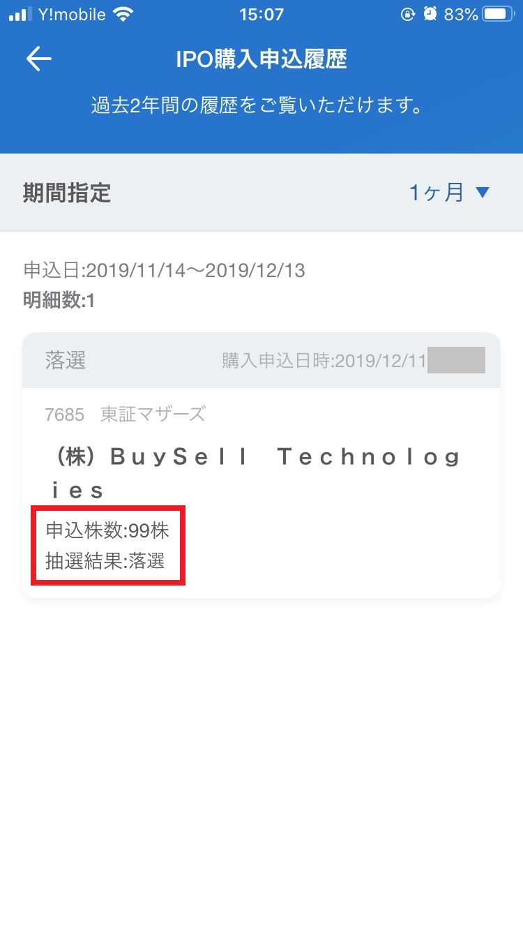 BuySell Technologies（7685）IPOネオモバ落選