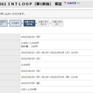 INTLOOP（9556）IPO補欠当選東海東京証券