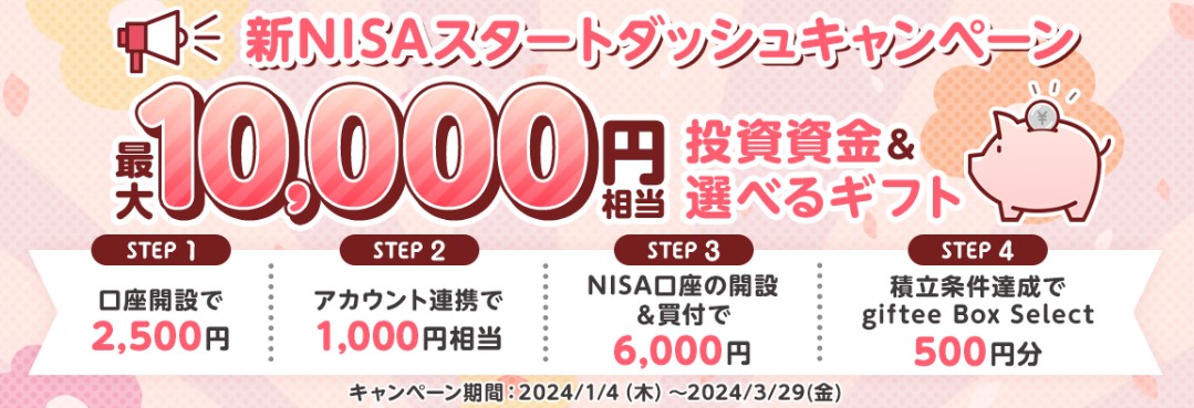 大和コネクト証券新NISAスタートダッシュキャンペーン2024.3.29
