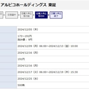 アルピコホールディングス（297A）IPO補欠当選みずほ証券