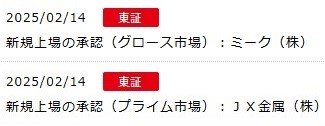 IPO新規上場承認発表2社2025.2.14